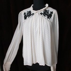 NEW ZARA TRAFULUC chiffon beaded BLOUSE L